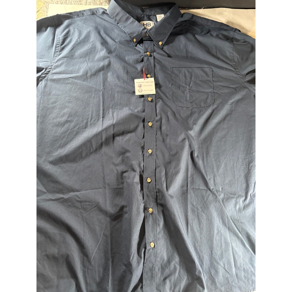 Harbor‎ Bay Shirt Mens 5XL Big Tall Navy Button Up Short Sleeve NWT
